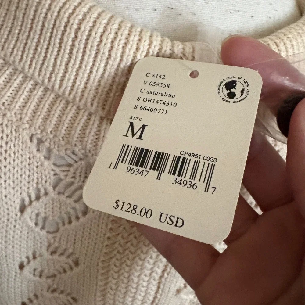 FREE PEOPLE BEACH Get Away Faux Crochet Cardigan Tan Size Medium‎ NWT